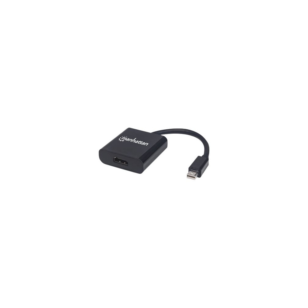 Produktbild för Manhattan Mini DisplayPort 1.2a to HDMI Adapter Cable, 4K@60Hz, Active, 19.5cm, Male to Female, Black, Three Year Warranty, Polybag - videokort - DisplayPort / HDMI