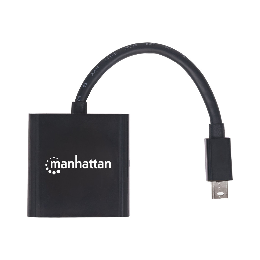 Produktbild för Manhattan Mini DisplayPort 1.2a to HDMI Adapter Cable, 4K@60Hz, Active, 19.5cm, Male to Female, Black, Three Year Warranty, Polybag - videokort - DisplayPort / HDMI