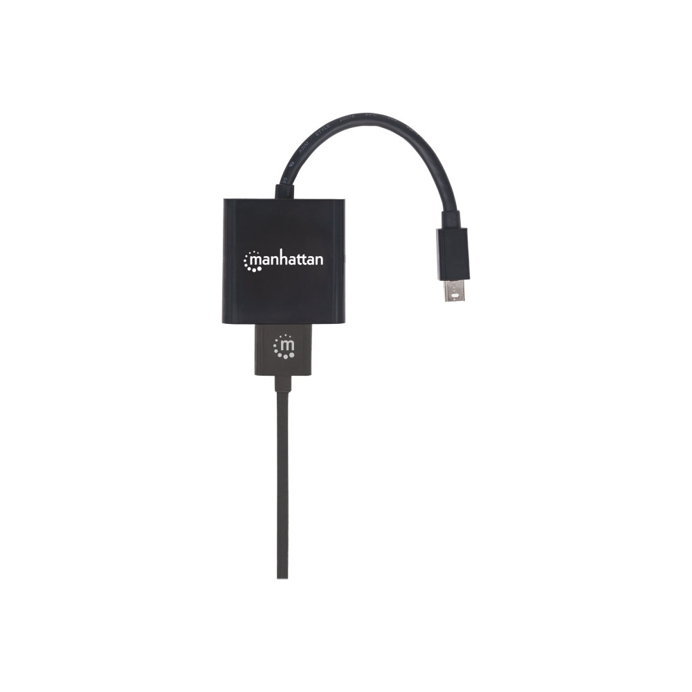 Produktbild för Manhattan Mini DisplayPort 1.2a to HDMI Adapter Cable, 4K@60Hz, Active, 19.5cm, Male to Female, Black, Three Year Warranty, Polybag - videokort - DisplayPort / HDMI