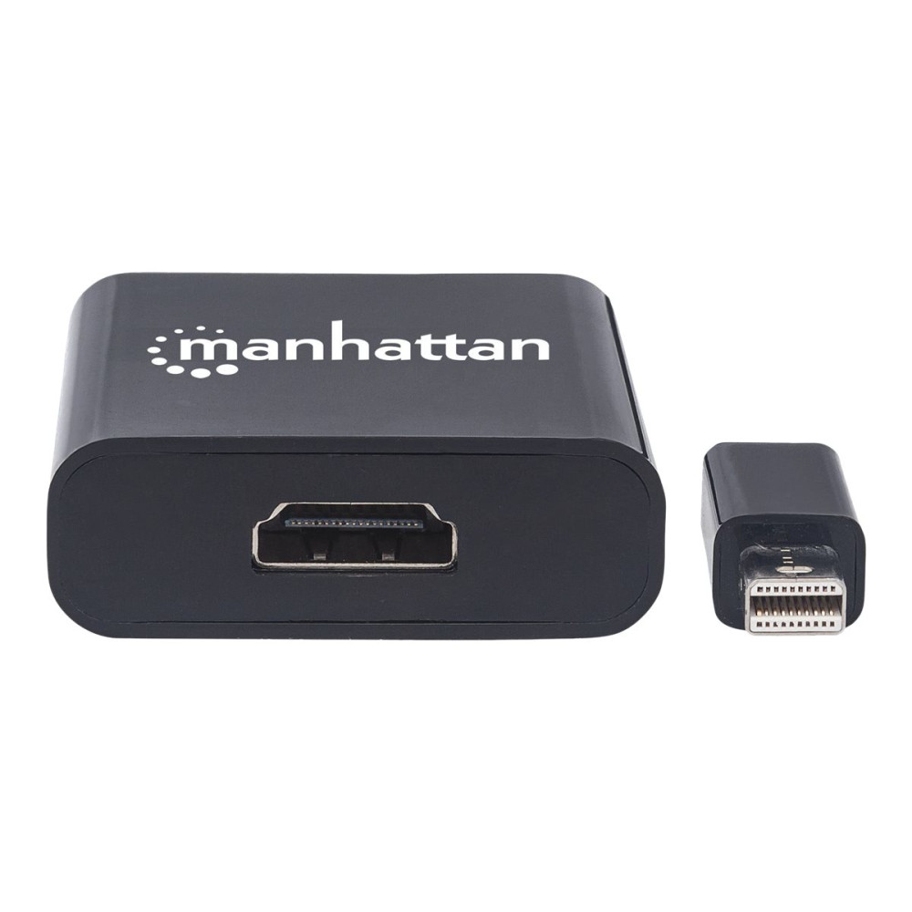 Produktbild för Manhattan Mini DisplayPort 1.2a to HDMI Adapter Cable, 4K@60Hz, Active, 19.5cm, Male to Female, Black, Three Year Warranty, Polybag - videokort - DisplayPort / HDMI