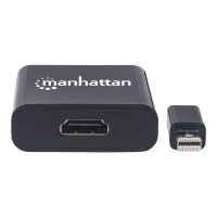 Produktbild för Manhattan Mini DisplayPort 1.2a to HDMI Adapter Cable, 4K@60Hz, Active, 19.5cm, Male to Female, Black, Three Year Warranty, Polybag - videokort - DisplayPort / HDMI