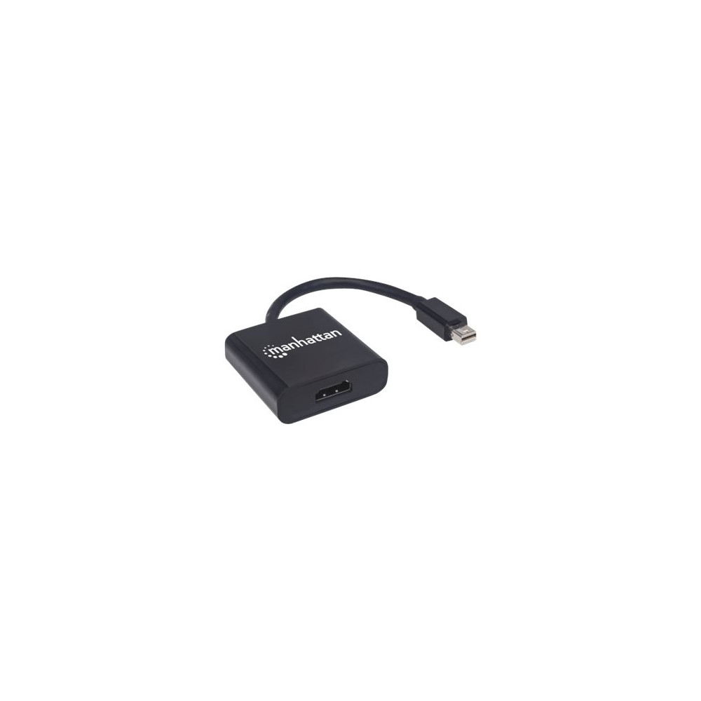 Produktbild för Manhattan Mini DisplayPort 1.2a to HDMI Adapter Cable, 4K@60Hz, Active, 19.5cm, Male to Female, Black, Three Year Warranty, Polybag - videokort - DisplayPort / HDMI