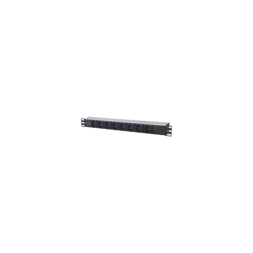 Produktbild för Intellinet 19" 1U Rackmount Anti-Shedding 8-Output C13 Power Distribution Unit (PDU), With Removable Power Cable and Rear C20 Input - kraftdistributionsenhet