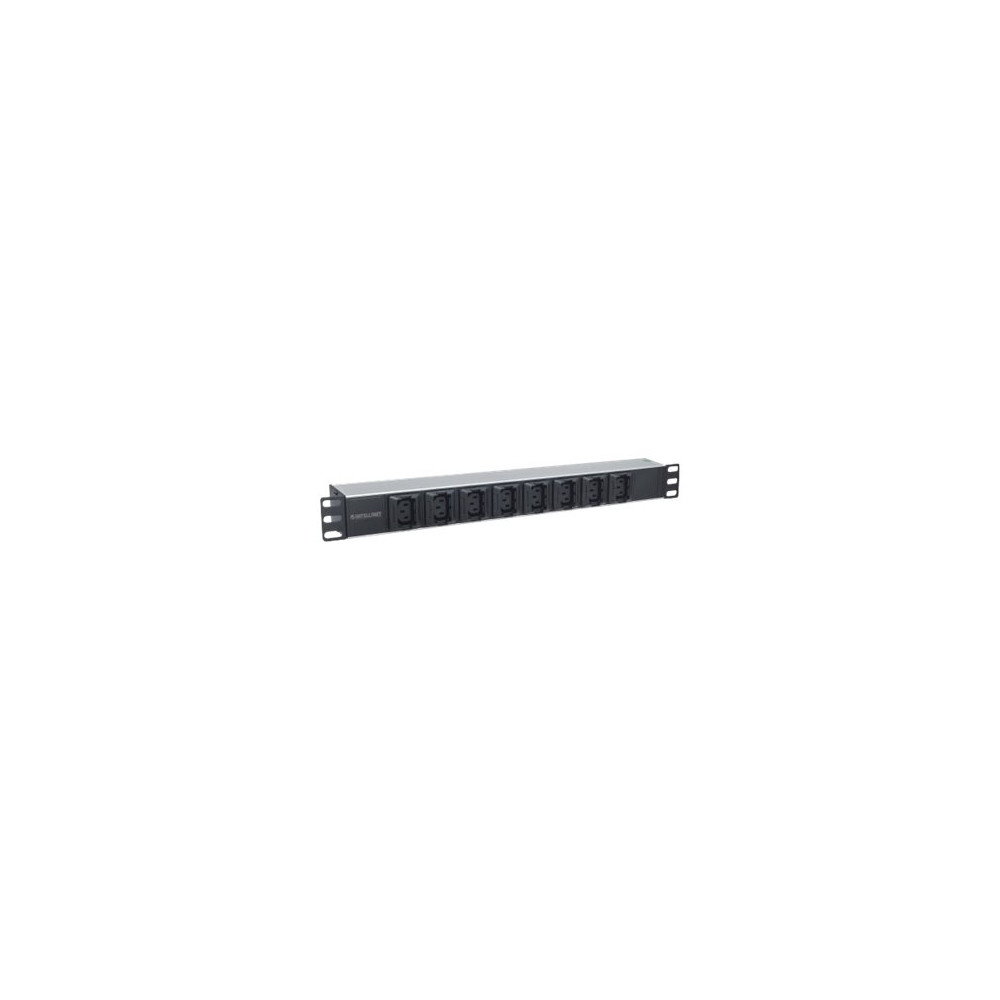 Produktbild för Intellinet 19" 1U Rackmount Anti-Shedding 8-Output C13 Power Distribution Unit (PDU), With Removable Power Cable and Rear C20 Input - kraftdistributionsenhet