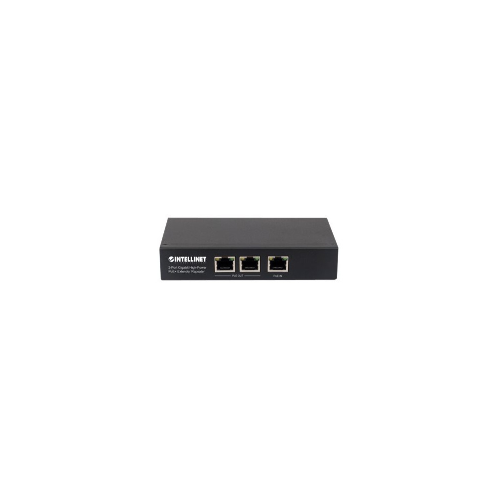 Produktbild för Intellinet 2-Port Gigabit High-Power PoE+ Extender Repeater, IEEE 802.3at/af Power over Ethernet (PoE+/PoE), metal - repeater - 10Mb LAN, 100Mb LAN, 1GbE
