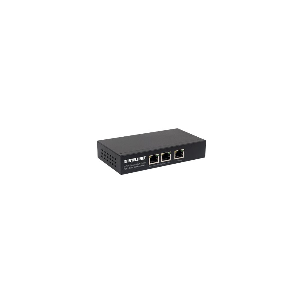 Produktbild för Intellinet 2-Port Gigabit High-Power PoE+ Extender Repeater, IEEE 802.3at/af Power over Ethernet (PoE+/PoE), metal - repeater - 10Mb LAN, 100Mb LAN, 1GbE