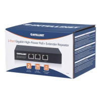 Produktbild för Intellinet 2-Port Gigabit High-Power PoE+ Extender Repeater, IEEE 802.3at/af Power over Ethernet (PoE+/PoE), metal - repeater - 10Mb LAN, 100Mb LAN, 1GbE