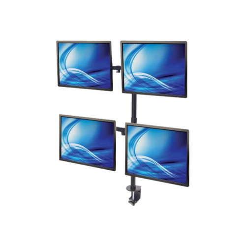 Manhattan Manhattan TV & Monitor Mount, Desk, Double-Link Arms, 4 screens, Screen Sizes: 10-27", Black, Stand or Clamp Assembly, Quad Screens, VESA 75x75 to 100x100mm, Max 8kg (each), Lifetime Warranty monteringssats - för 4 LCD-bildskärmar - svart