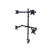 Produktbild för Manhattan TV & Monitor Mount, Desk, Double-Link Arms, 4 screens, Screen Sizes: 10-27", Black, Stand or Clamp Assembly, Quad Screens, VESA 75x75 to 100x100mm, Max 8kg (each), Lifetime Warranty monteringssats - för 4 LCD-bildskärmar - svart