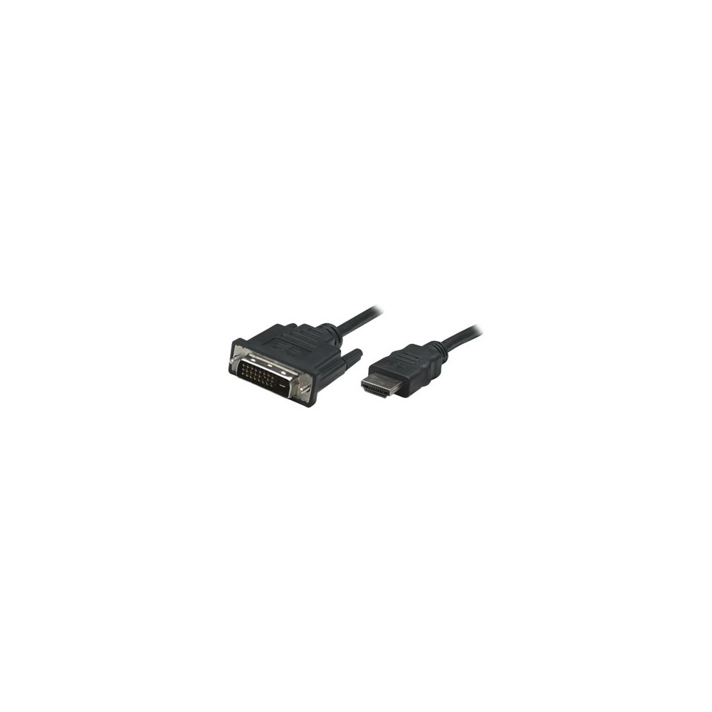 Produktbild för Manhattan HDMI to DVI-D 24+1 Cable, 1m, Male to Male, Black, Dual Link, Compatible with DVD-D, Lifetime Warranty, Polybag - adapterkabel - HDMI / DVI - 1 m
