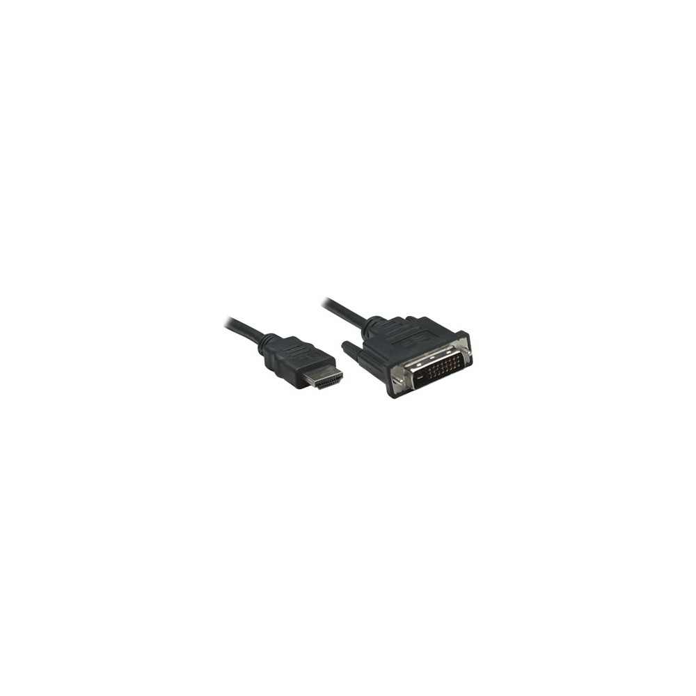 Produktbild för Manhattan HDMI to DVI-D 24+1 Cable, 1m, Male to Male, Black, Dual Link, Compatible with DVD-D, Lifetime Warranty, Polybag - adapterkabel - HDMI / DVI - 1 m