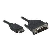 Produktbild för Manhattan HDMI to DVI-D 24+1 Cable, 1m, Male to Male, Black, Dual Link, Compatible with DVD-D, Lifetime Warranty, Polybag - adapterkabel - HDMI / DVI - 1 m