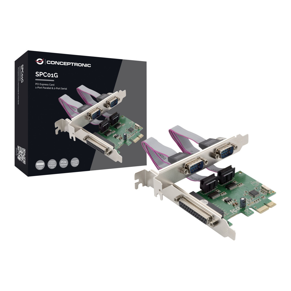 Produktbild för Conceptronic SPC01G - parallellt/seriellt kort - PCIe - RS-232 x 2 + parallell x 1