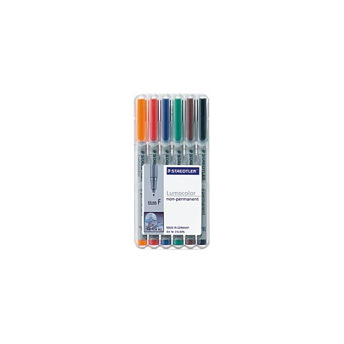 STAEDTLER STAEDTLER Lumocolor - markering - svart, röd, blå, grön, orange, brun (paket om 6)