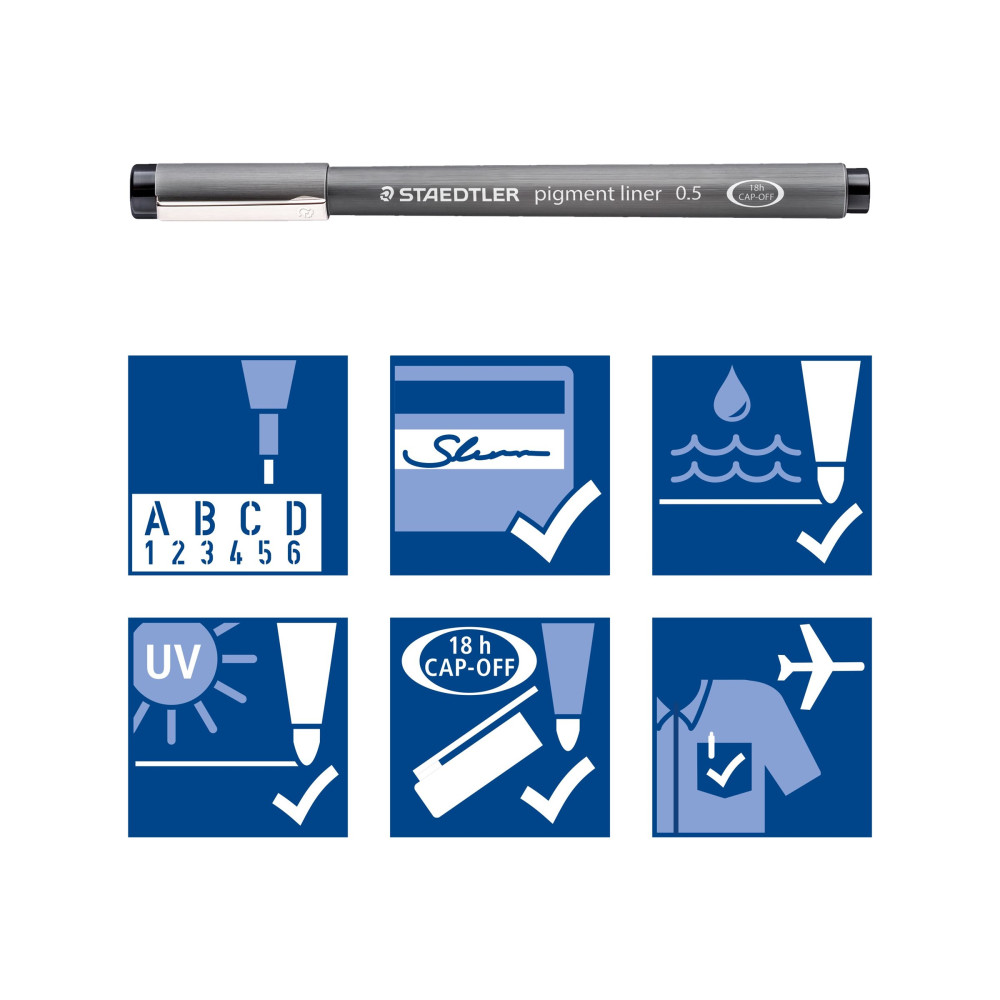 Produktbild för STAEDTLER pigment liner 308 - fineliner - svart (paket om 8)