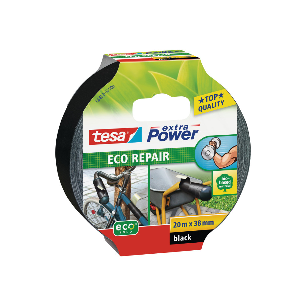 Produktbild för Tesa extra Power Eco Repair tygtejp - 38 mm x 20 m - svart
