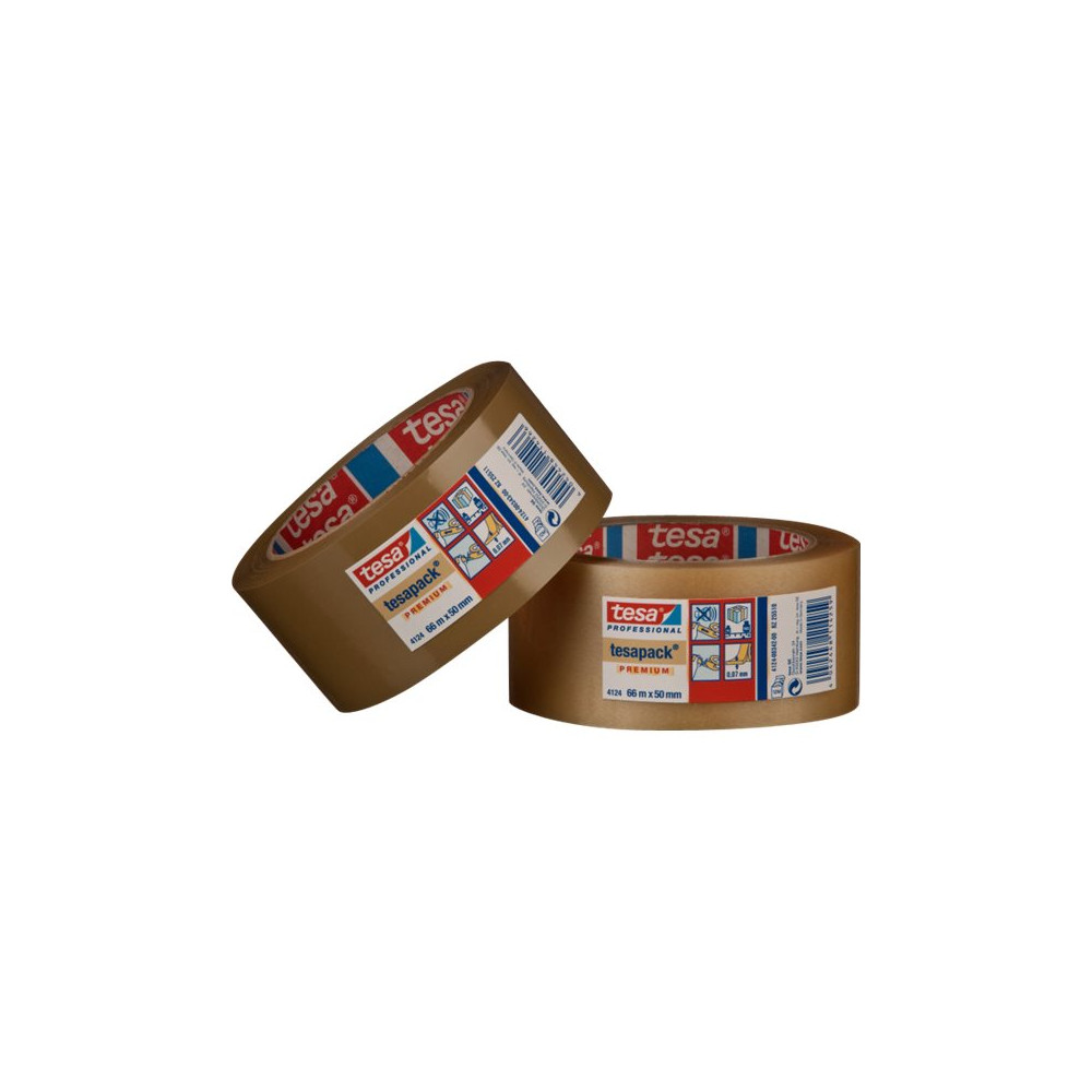 Produktbild för Tesapack Premium 4124 förpackningstejp - 50 mm x 66 m - brun