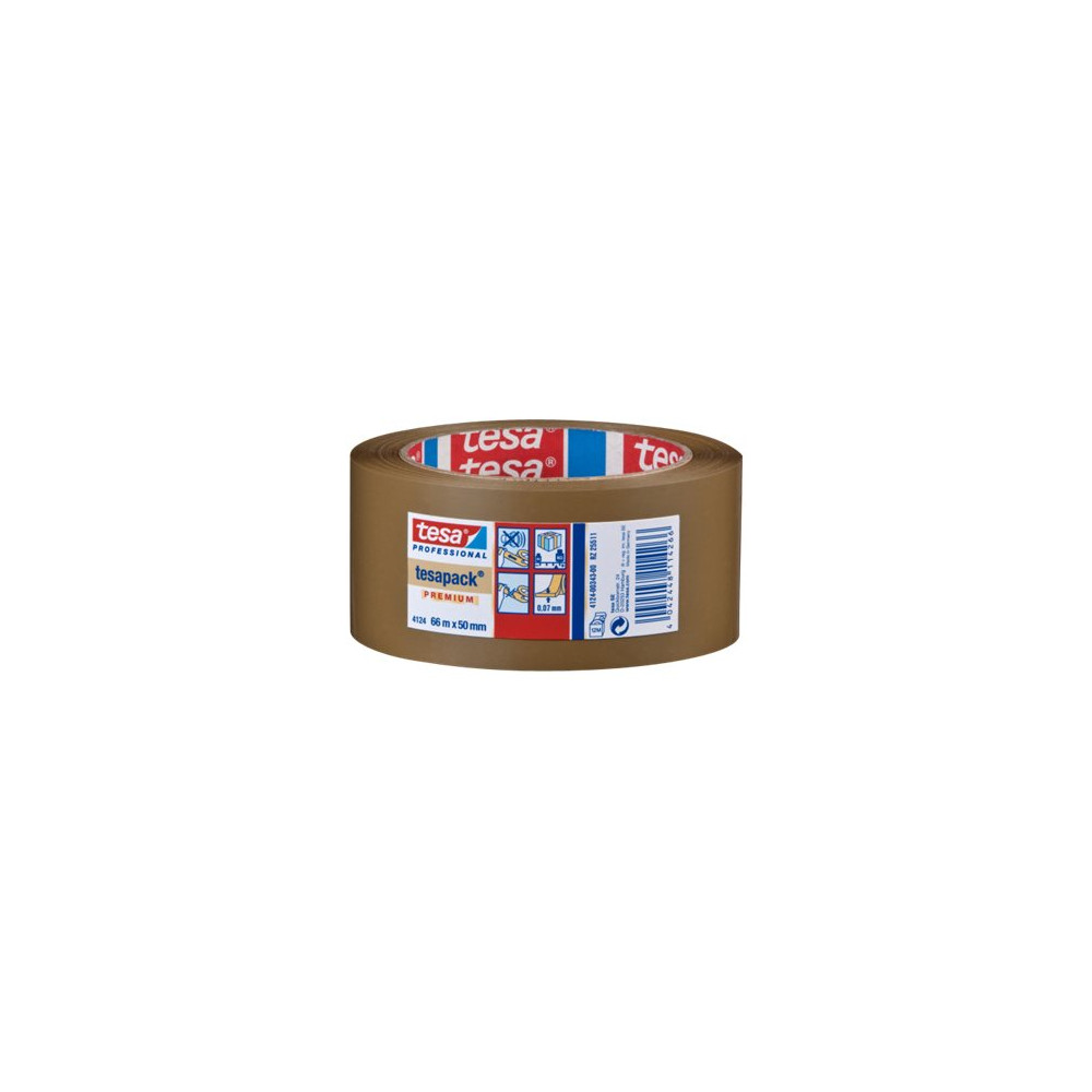 Produktbild för Tesapack Premium 4124 förpackningstejp - 50 mm x 66 m - brun