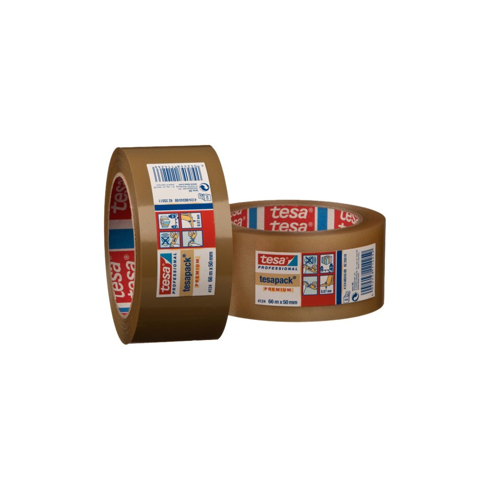 Produktbild för Tesapack Premium 4124 förpackningstejp - 50 mm x 66 m - brun