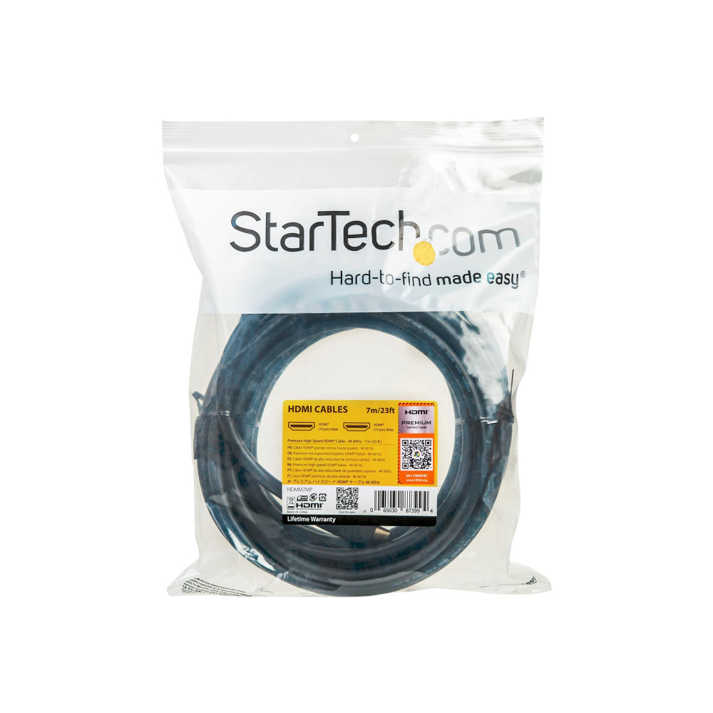 Produktbild för StarTech.com Premium Höghastighets HDMI-kabel med Ethernet - 4K 60 Hz - 7 m - HDMI-kabel med Ethernet - 7 m