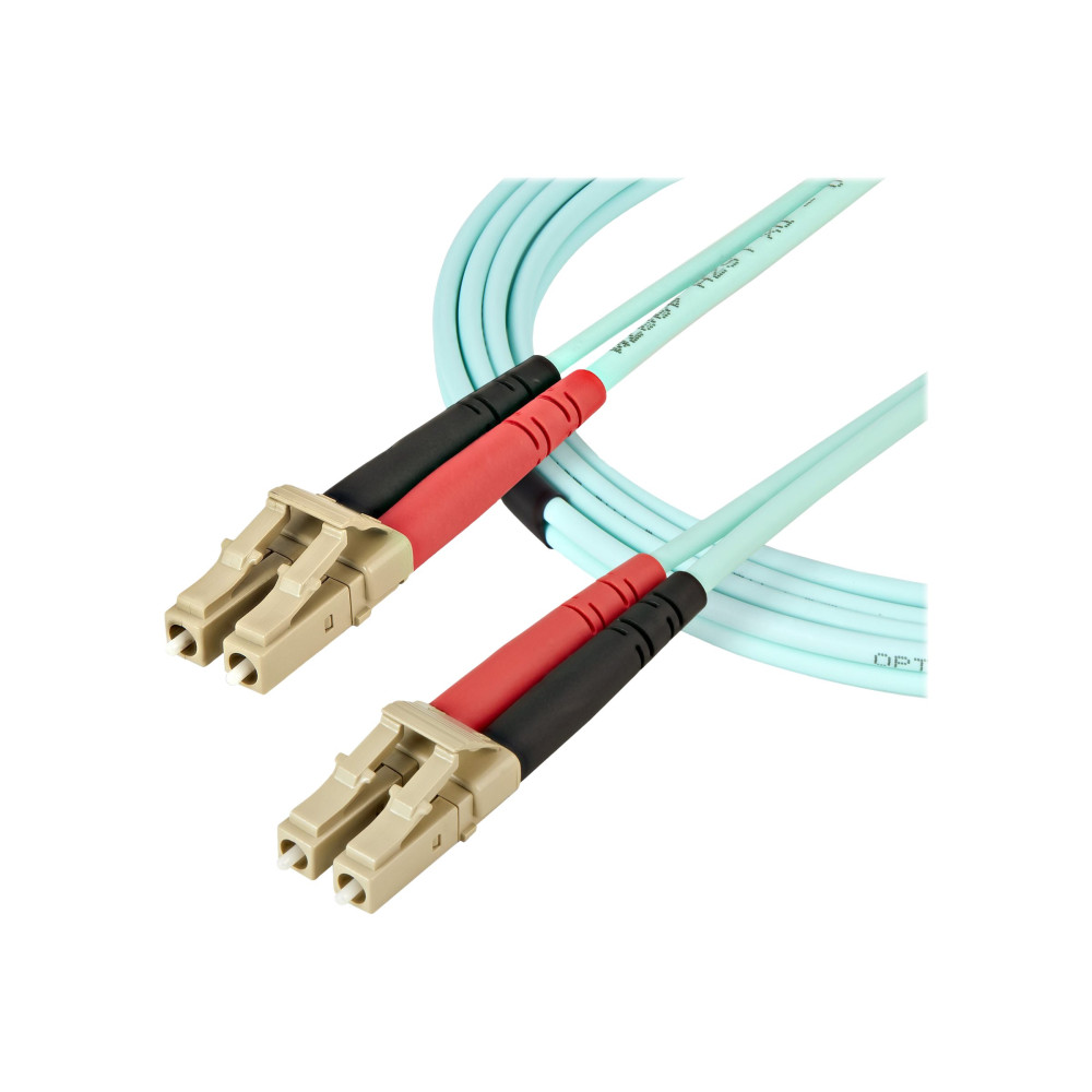 Produktbild för StarTech.com Aqua OM4 Duplex Multimode Fiber - 2m / 6 ft - 100 Gb - 50/125 - OM4 Fiber - LC to LC Fiber Patch Cable (450FBLCLC2) - nätverkskabel - 2 m - 2 m - havsblå