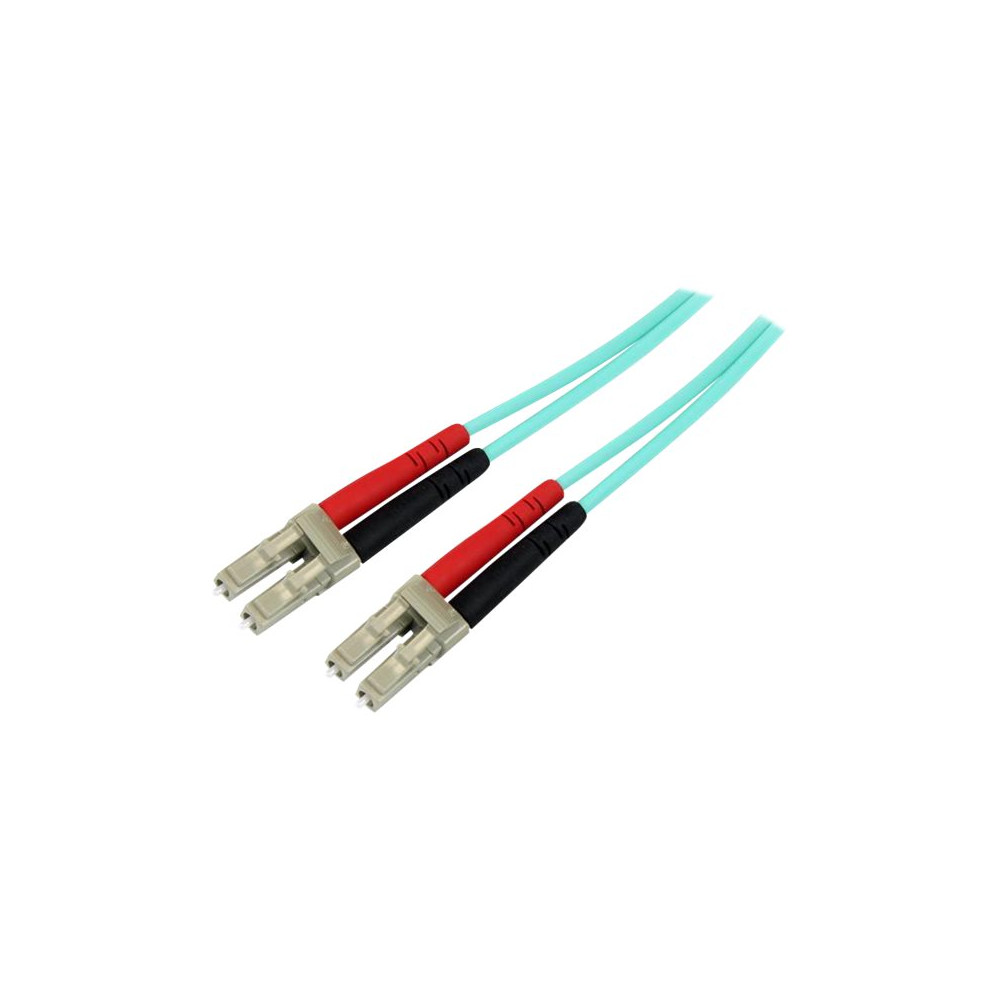 Produktbild för StarTech.com Aqua OM4 Duplex Multimode Fiber - 2m / 6 ft - 100 Gb - 50/125 - OM4 Fiber - LC to LC Fiber Patch Cable (450FBLCLC2) - nätverkskabel - 2 m - 2 m - havsblå