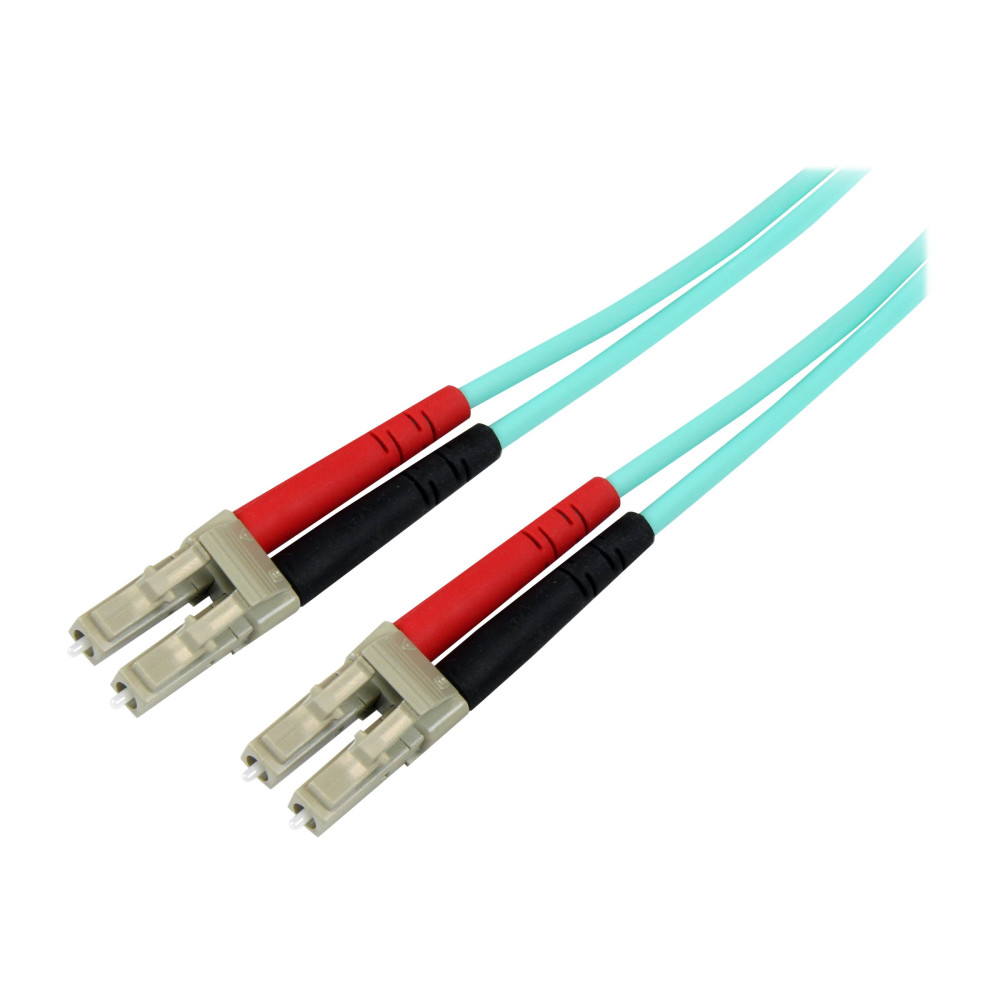 Produktbild för StarTech.com Aqua OM4 Duplex Multimode Fiber - 1m / 3 ft - 100 Gb - 50/125 - OM4 Fiber - LC to LC Fiber Patch Cable (450FBLCLC1) - nätverkskabel - 1 m - 1 m - havsblå