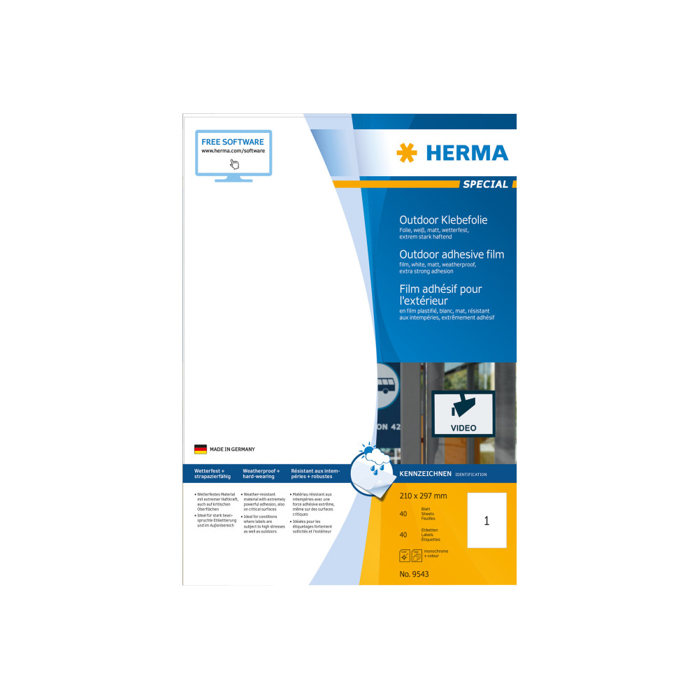 Produktbild för HERMA Special - filmetiketter - matt - 40 etikett (er) - A4