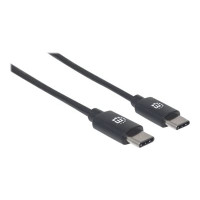 Produktbild för Manhattan USB-C to USB-C Cable, 50cm, Male to Male, Black, 480 Mbps (USB 2.0), Hi-Speed USB, Lifetime Warranty, Polybag - USB typ C-kabel - USB-C till USB-C - 50 cm