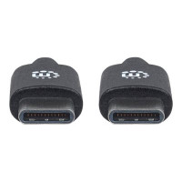 Produktbild för Manhattan USB-C to USB-C Cable, 50cm, Male to Male, Black, 480 Mbps (USB 2.0), Hi-Speed USB, Lifetime Warranty, Polybag - USB typ C-kabel - USB-C till USB-C - 50 cm