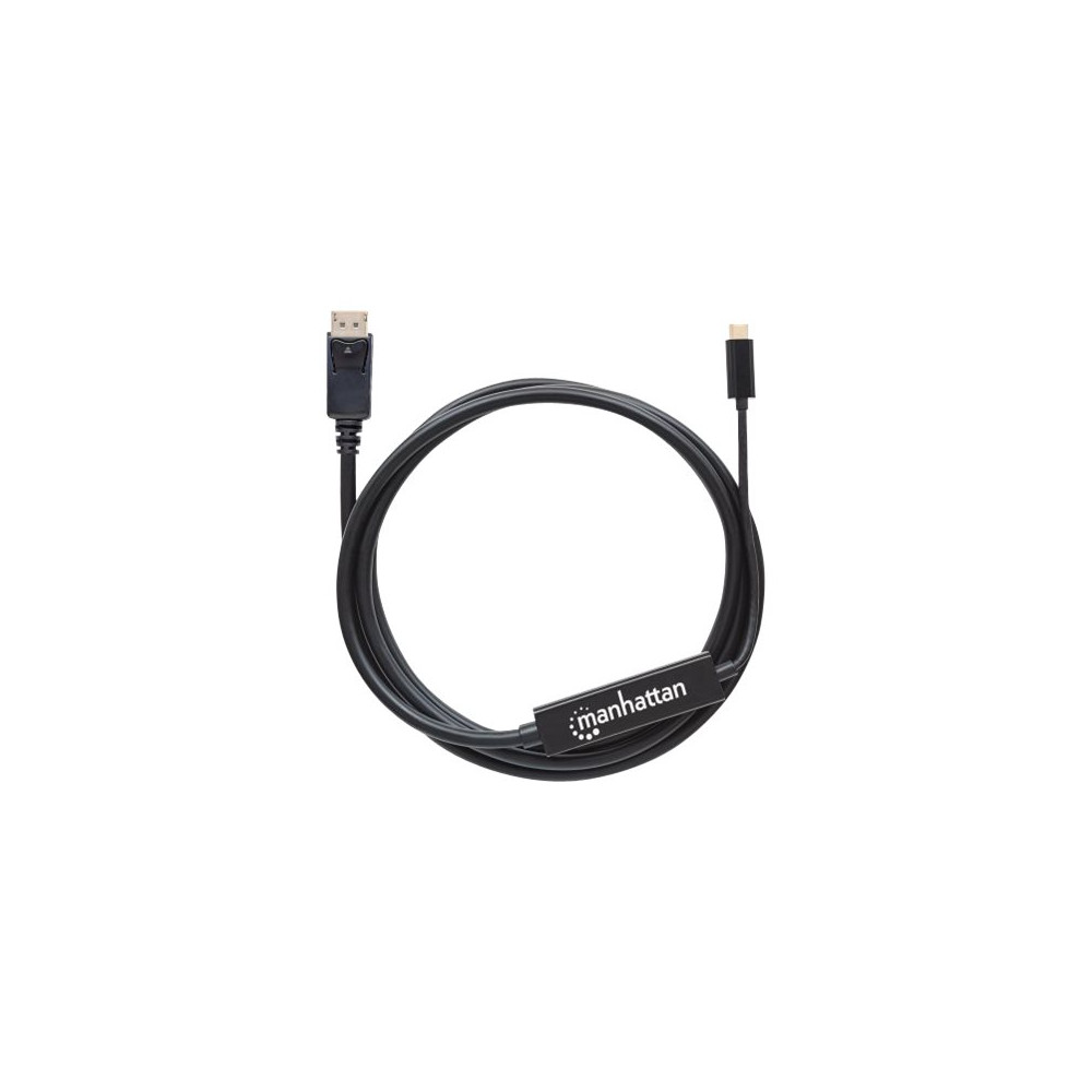 Produktbild för Manhattan USB-C to DisplayPort Cable, 4K@60Hz, 2m, Male to Male, Black, Three Year Warranty, Polybag - DisplayPort-kabel - USB-C till DisplayPort - 2 m