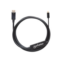 Produktbild för Manhattan USB-C to DisplayPort Cable, 4K@60Hz, 2m, Male to Male, Black, Three Year Warranty, Polybag - DisplayPort-kabel - USB-C till DisplayPort - 2 m