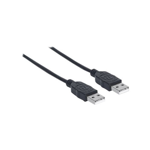 Manhattan Manhattan USB-A to USB-A Cable, 1m, Male to Male, 480 Mbps (USB 2.0), Hi-Speed USB, Black, Lifetime Warranty, Polybag - USB-kabel - USB till USB - 1 m