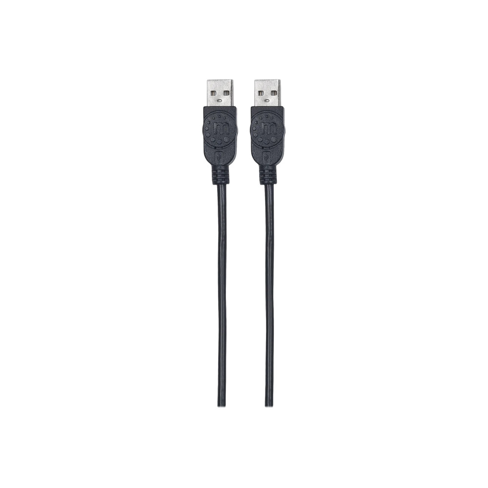 Produktbild för Manhattan USB-A to USB-A Cable, 1m, Male to Male, 480 Mbps (USB 2.0), Hi-Speed USB, Black, Lifetime Warranty, Polybag - USB-kabel - USB till USB - 1 m