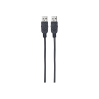 Produktbild för Manhattan USB-A to USB-A Cable, 1m, Male to Male, 480 Mbps (USB 2.0), Hi-Speed USB, Black, Lifetime Warranty, Polybag - USB-kabel - USB till USB - 1 m