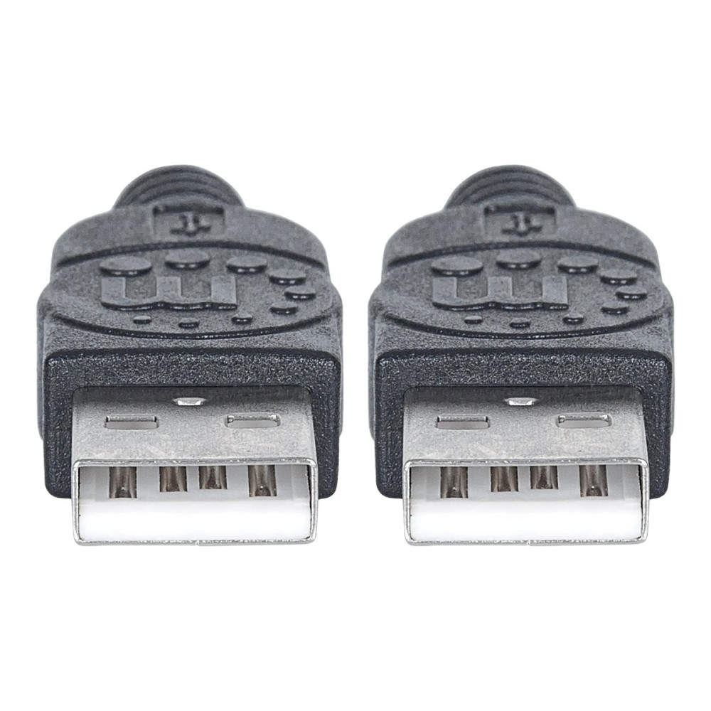 Produktbild för Manhattan USB-A to USB-A Cable, 1m, Male to Male, 480 Mbps (USB 2.0), Hi-Speed USB, Black, Lifetime Warranty, Polybag - USB-kabel - USB till USB - 1 m