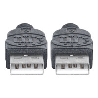 Produktbild för Manhattan USB-A to USB-A Cable, 1m, Male to Male, 480 Mbps (USB 2.0), Hi-Speed USB, Black, Lifetime Warranty, Polybag - USB-kabel - USB till USB - 1 m