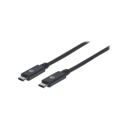 Manhattan Manhattan USB-C to USB-C Cable, 1m, Male to Male, Black, 10 Gbps (USB 3.2 Gen2 aka USB 3.1), 5A (super fast charging), SuperSpeed+ USB, Lifetime Warranty, Polybag - USB typ C-kabel - USB-C till USB-C - 1 m
