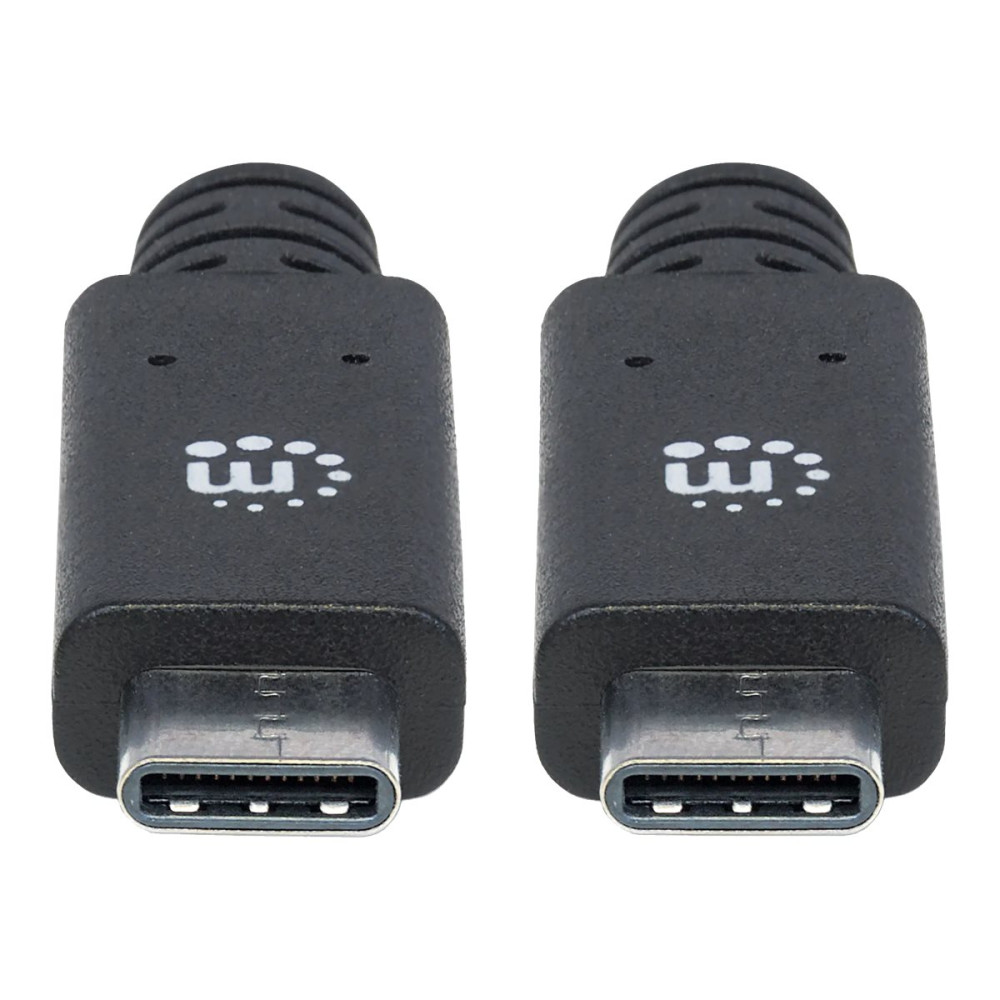Produktbild för Manhattan USB-C to USB-C Cable, 1m, Male to Male, Black, 10 Gbps (USB 3.2 Gen2 aka USB 3.1), 5A (super fast charging), SuperSpeed+ USB, Lifetime Warranty, Polybag - USB typ C-kabel - USB-C till USB-C - 1 m