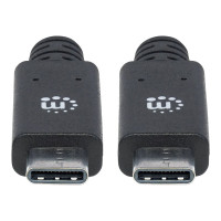 Produktbild för Manhattan USB-C to USB-C Cable, 1m, Male to Male, Black, 10 Gbps (USB 3.2 Gen2 aka USB 3.1), 5A (super fast charging), SuperSpeed+ USB, Lifetime Warranty, Polybag - USB typ C-kabel - USB-C till USB-C - 1 m