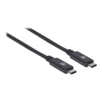 Produktbild för Manhattan USB-C to USB-C Cable, 1m, Male to Male, Black, 10 Gbps (USB 3.2 Gen2 aka USB 3.1), 5A (super fast charging), SuperSpeed+ USB, Lifetime Warranty, Polybag - USB typ C-kabel - USB-C till USB-C - 1 m