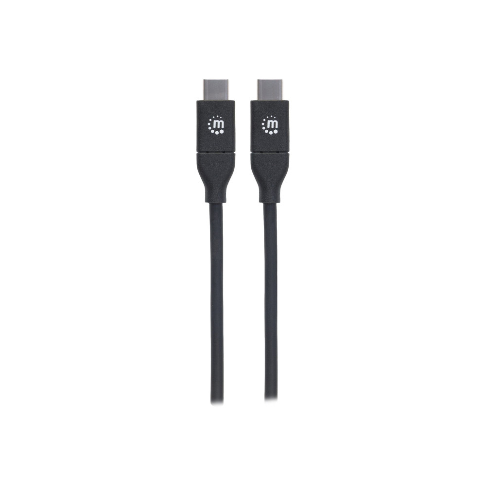 Produktbild för Manhattan USB-C to USB-C Cable, 2m, Male to Male, 480 Mbps (USB 2.0), 5A (super fast charging), Hi-Speed USB, Black, Lifetime Warranty, Polybag - USB typ C-kabel - USB-C till USB-C - 2 m