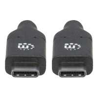 Produktbild för Manhattan USB-C to USB-C Cable, 2m, Male to Male, 480 Mbps (USB 2.0), 5A (super fast charging), Hi-Speed USB, Black, Lifetime Warranty, Polybag - USB typ C-kabel - USB-C till USB-C - 2 m