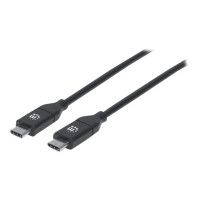Produktbild för Manhattan USB-C to USB-C Cable, 2m, Male to Male, 480 Mbps (USB 2.0), 5A (super fast charging), Hi-Speed USB, Black, Lifetime Warranty, Polybag - USB typ C-kabel - USB-C till USB-C - 2 m