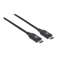 Produktbild för Manhattan USB-C to USB-C Cable, 2m, Male to Male, 480 Mbps (USB 2.0), 5A (super fast charging), Hi-Speed USB, Black, Lifetime Warranty, Polybag - USB typ C-kabel - USB-C till USB-C - 2 m