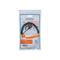 Produktbild för Manhattan USB-C to USB-C Cable, 2m, Male to Male, 480 Mbps (USB 2.0), 5A (super fast charging), Hi-Speed USB, Black, Lifetime Warranty, Polybag - USB typ C-kabel - USB-C till USB-C - 2 m