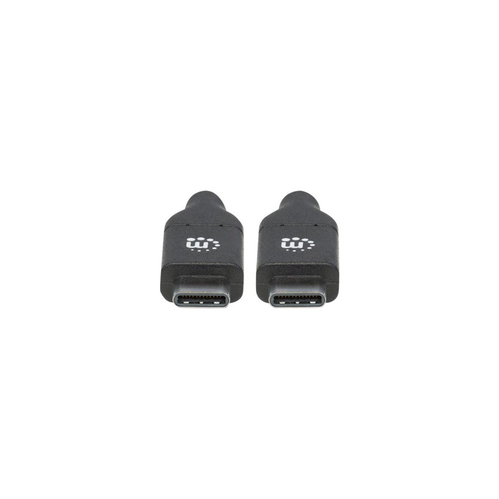Produktbild för Manhattan USB-C to USB-C Cable, 2m, Male to Male, 480 Mbps (USB 2.0), 5A (super fast charging), Hi-Speed USB, Black, Lifetime Warranty, Polybag - USB typ C-kabel - USB-C till USB-C - 2 m