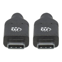 Produktbild för Manhattan USB-C to USB-C Cable, 2m, Male to Male, 480 Mbps (USB 2.0), 5A (super fast charging), Hi-Speed USB, Black, Lifetime Warranty, Polybag - USB typ C-kabel - USB-C till USB-C - 2 m