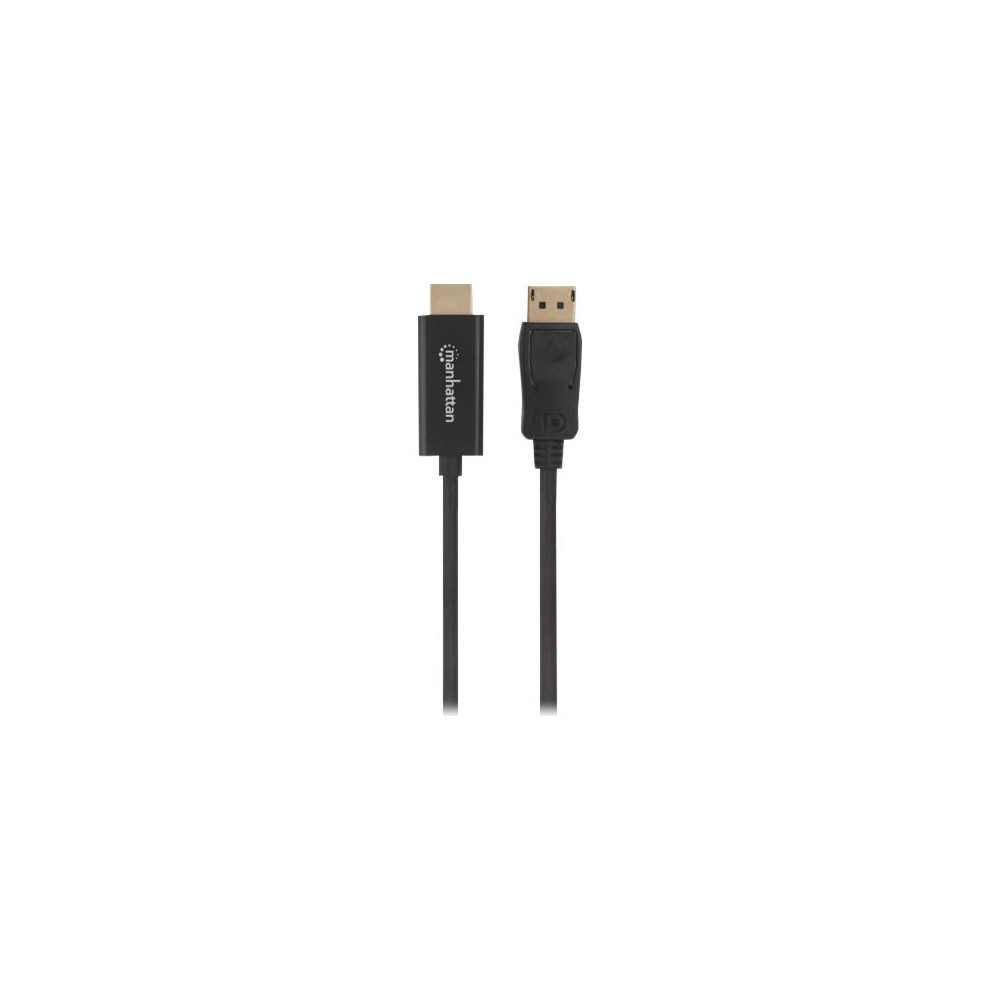 Produktbild för Manhattan DisplayPort 1.1 to HDMI Cable, 1080p@60Hz, 1.8m, Male to Male, DP With Latch, Black, Not Bi-Directional, Three Year Warranty, Polybag - adapterkabel - DisplayPort / HDMI - 1.8 m