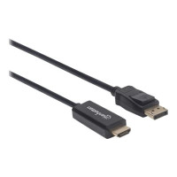 Produktbild för Manhattan DisplayPort 1.1 to HDMI Cable, 1080p@60Hz, 1.8m, Male to Male, DP With Latch, Black, Not Bi-Directional, Three Year Warranty, Polybag - adapterkabel - DisplayPort / HDMI - 1.8 m
